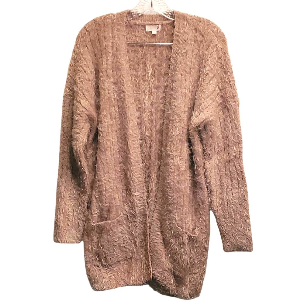 So Eyelash Light Pink Cardigan Sweater Size Large